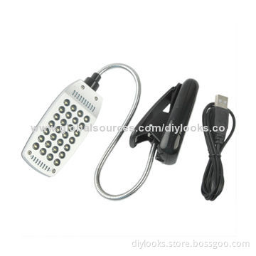 USB 28 LED Flexible Folding Variety Bending Desk Light with Clip (Black)